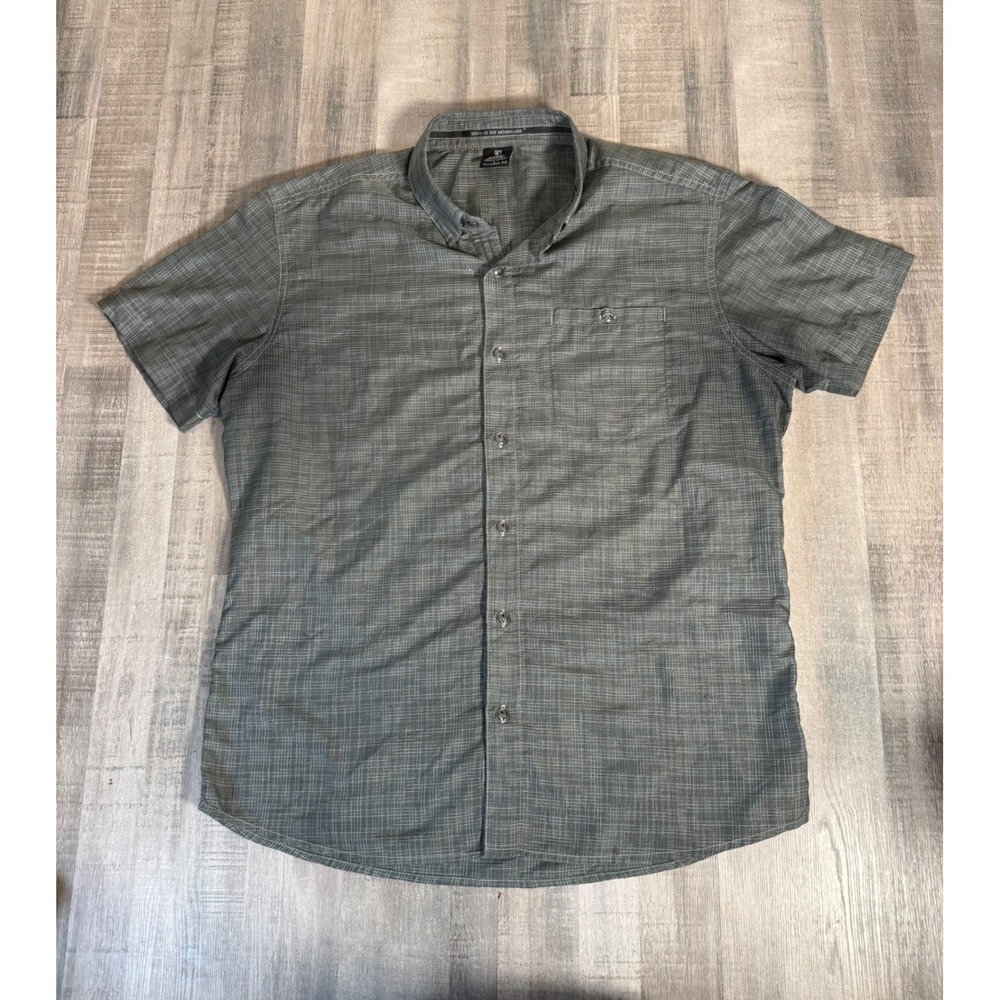 Kuhl Karib Mens Tapered Fit Short Sleeve Button Down Shirt Gray 7563 Large
